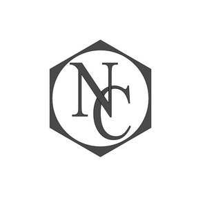 May include: A black and white logo with the letters "NC" inside a gray hexagon.