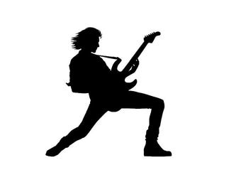Male Guitar Player Silhouette Vinyl Decal