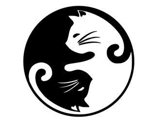 Cat Ying and Yang Vinyl Decal