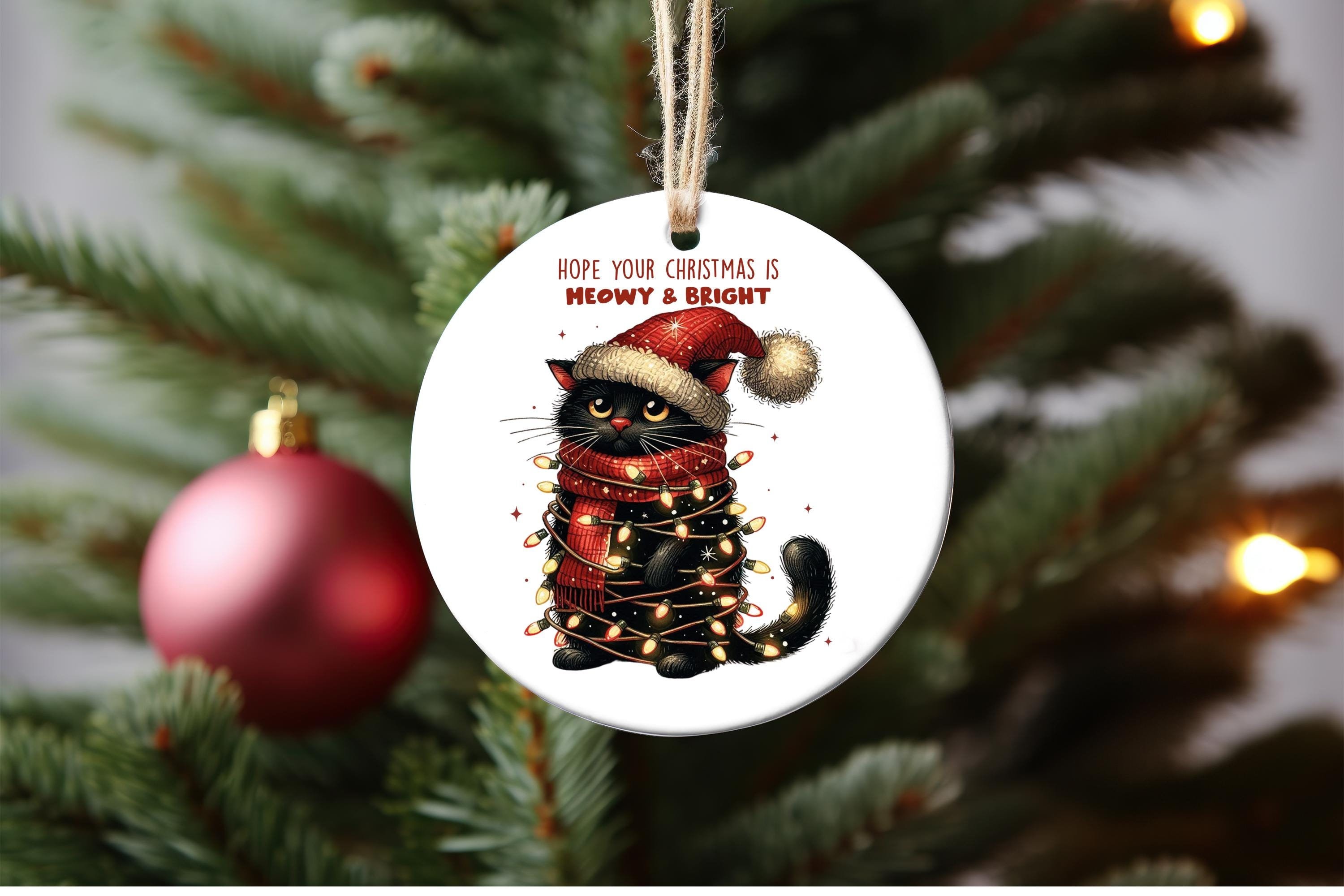 Meowy and Bright Kitten Christmas Ornament - Etsy