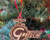 Gretsch Laser Engraved Laser Cut Wooden Christmas Ornament