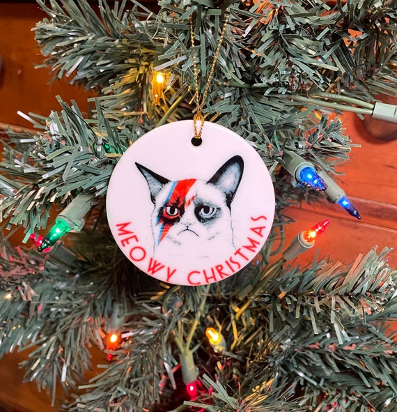 Ziggy Stardust Grumpy Cat 'meowy Christmas' Christmas Ornament - Etsy