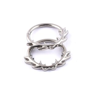 Titanium Hinged Bramble Segment Ring 1.2 x 8mm 1.2 x 10mm Septum Tragus Cartilage piercings