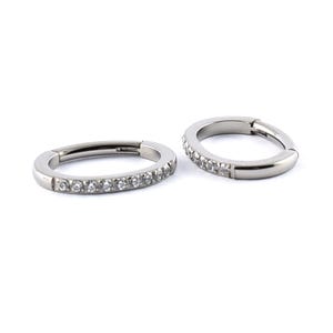 Titanium Hinged Oval Rook Ring with side gems 1.2 x 8mm Daith Cartilage piercings