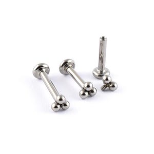 Titanium Labret Internal Thread with tiny Trinity Top Tragus Helix Cartilage Daith Ear Bar