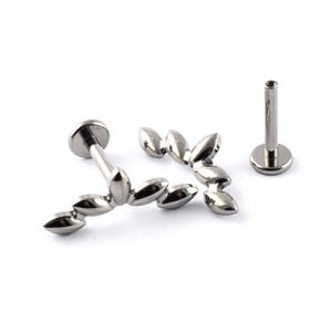 Titanium Labret Curved bar with Marquise (Oval) Cluster 1.2 x 8mm Cartilage piercings including Snug