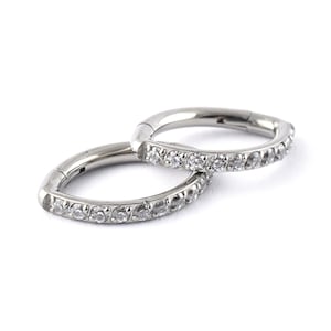 Titanium Hinged Small Curved Rook Ring with side Gems 1.2 x 8mm Daith Cartilage ear piercings