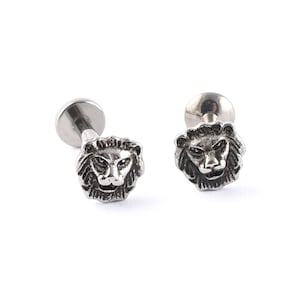 Titanium Labret Internal Thread with Surgical Steel 5mm Lions Head 1.2 x 6mm 1.2 x 8mm Tragus Helix Cartilage