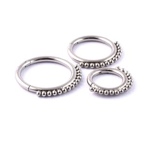 Titanium Hinged Segment Ring with micro multi balls 1.2 x 6mm 1.2 x 8mm 1.2 x 10mm Tragus Helix Cartilage Septum