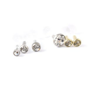 Bioplast Flexible Labret push-fit with Crystal Gem Disk :Tragus Helix Lip Stud