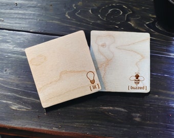 Wooden Coasters | Wedding Gift | Housewarming Gift | Coaster Set | Set of 4  Square Coasters | Engagement gift | Family Gift