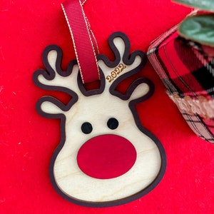 Personalized reindeer ornament, personalized Rudolph wooden ornaments, custom ornament, kids ornaments, custom ornaments, reindeer gift