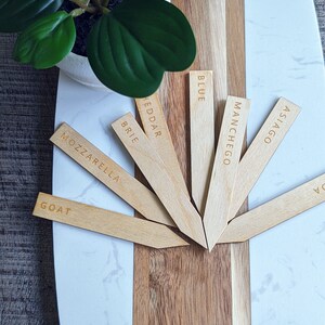 Cheese Stakes, Cheese Markers, Engraved Wooden Cheese Signs, Date Night, Cheese Tags, Engraved Cheese Picks, Wine and Cheese, Engraved Gift