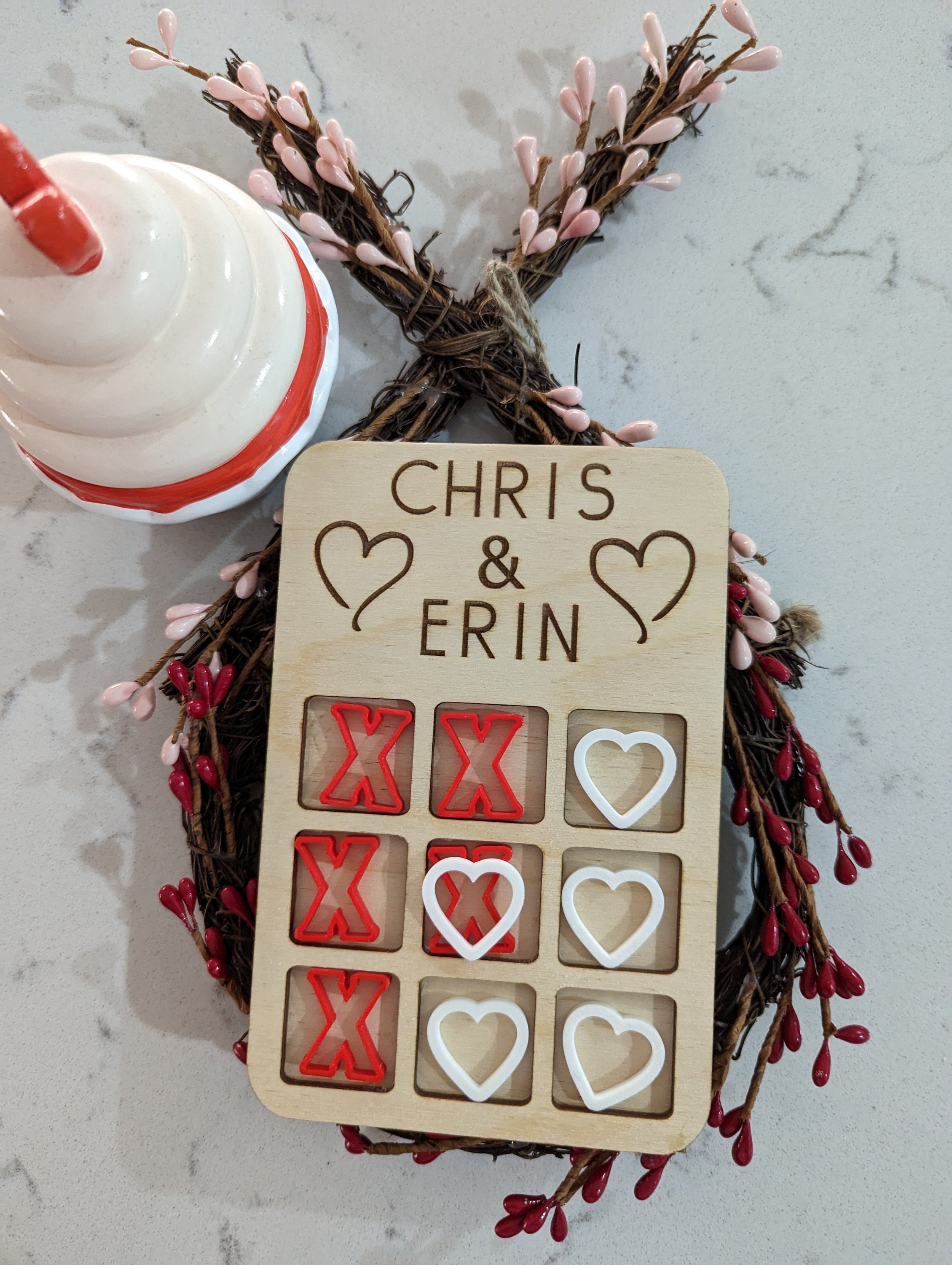 Personalized Tic Tac Toe Board and Pieces, Valentines Day Gift, Tic Tac ...