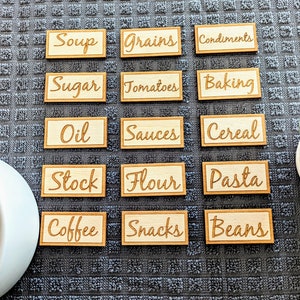 Custom Wood Tags Labels for Kitchen or Pantry Organization, Personalized Gift, Organization tags, Pantry tags, Cabinet tags, Engraved Gift image 1