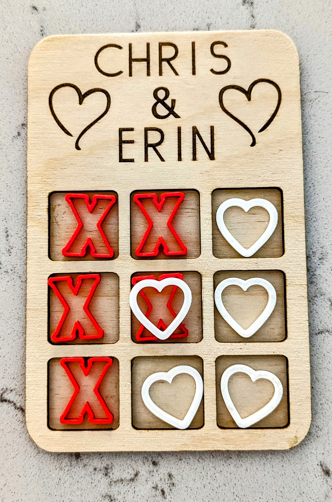 Personalized Tic Tac Toe Board and Pieces, Valentines Day Gift, Tic Tac ...