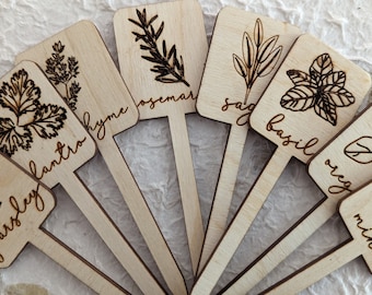 Complete Pack of Herb Markers, Herb Signs, Herb Garden Stakes, Engraved Plant Markers, Mother's Day Gift, Garden lover, Gift for her, Herb