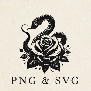 Floral Snake SVG, Snake SVG, Rosa e Snake Cut File, Serpent Svg, Camiseta Svg Png