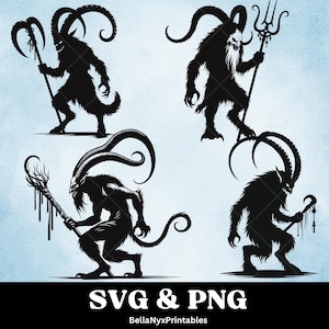 Krampus Silhouette SVG: Creepy Christmas Cut File (PNG, SVG)