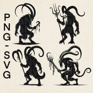 Krampus Silhouette SVG, Creepy Christmas SVG, Krampus Cut File