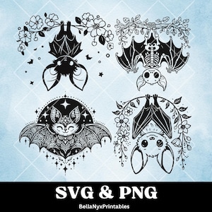 Bat Bundle SVG, Wiszący Nietoperz, Uroczy Nietoperz, Clipart Nietoperza, Nietoperz na Halloween