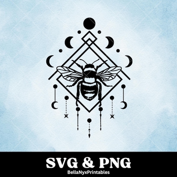 Bumble Bee & Moon Phases SVG: Celestial T-Shirt Design (Digital Files)