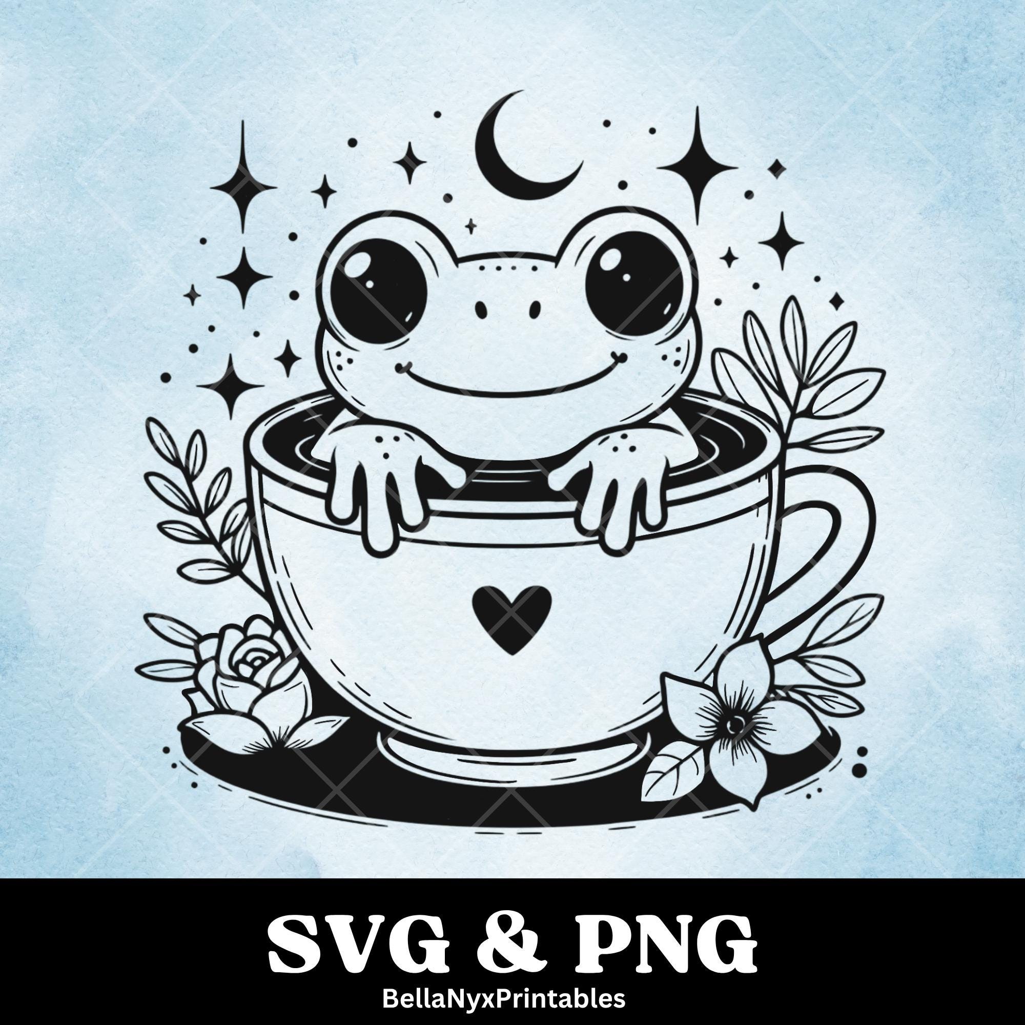 Frog in Teacup Clipart | Witchy Cottagecore Design (SVG, PNG) - Etsy