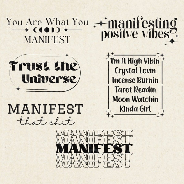 Manifest SVG, Manifesting Quotes, Law of Attraction SVG, Manifest that shit, Trust in the universe svg png