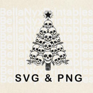Albero di Natale teschio SVG, Natale gotico, Natale SVG, SVG spettrale