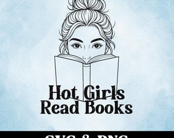 Heiße Mädchen lesen Bücher SVG: Buch Clip Art für Schneidmaschinen, lesen SVG