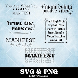 Manifest SVG, Manifestujące cytaty, Prawo przyciągania SVG, Manifestuj to gówno, Zaufaj wszechświatowi svg png