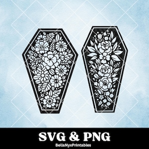 Blumensarg SVG, Sarg Clip Art, Sarg mit Blumen, Sarg Form SVG, Gothic ClipArt
