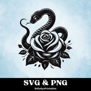 Floral Snake SVG: Rose Serpent Cut File (PNG, SVG)