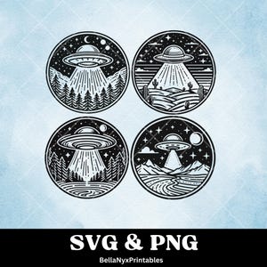 UFO SVG Bundle: Alien Clip Art, UAP Silhouette (digitaler Download)