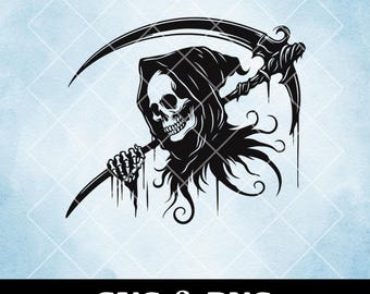 Grim Reaper SVG: Spooky Skeleton Silhouette (Digital Download)