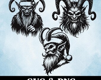 Krampus Portrait SVG: Spooky Christmas Silhouette, Cut File
