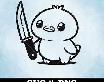 Funny Duck with Knife SVG, PNG (Digital Download)