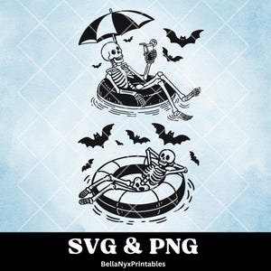 Skeleton Pool Floaty SVG: Goth Sommer Fledermäuse Design (Digitaler Download