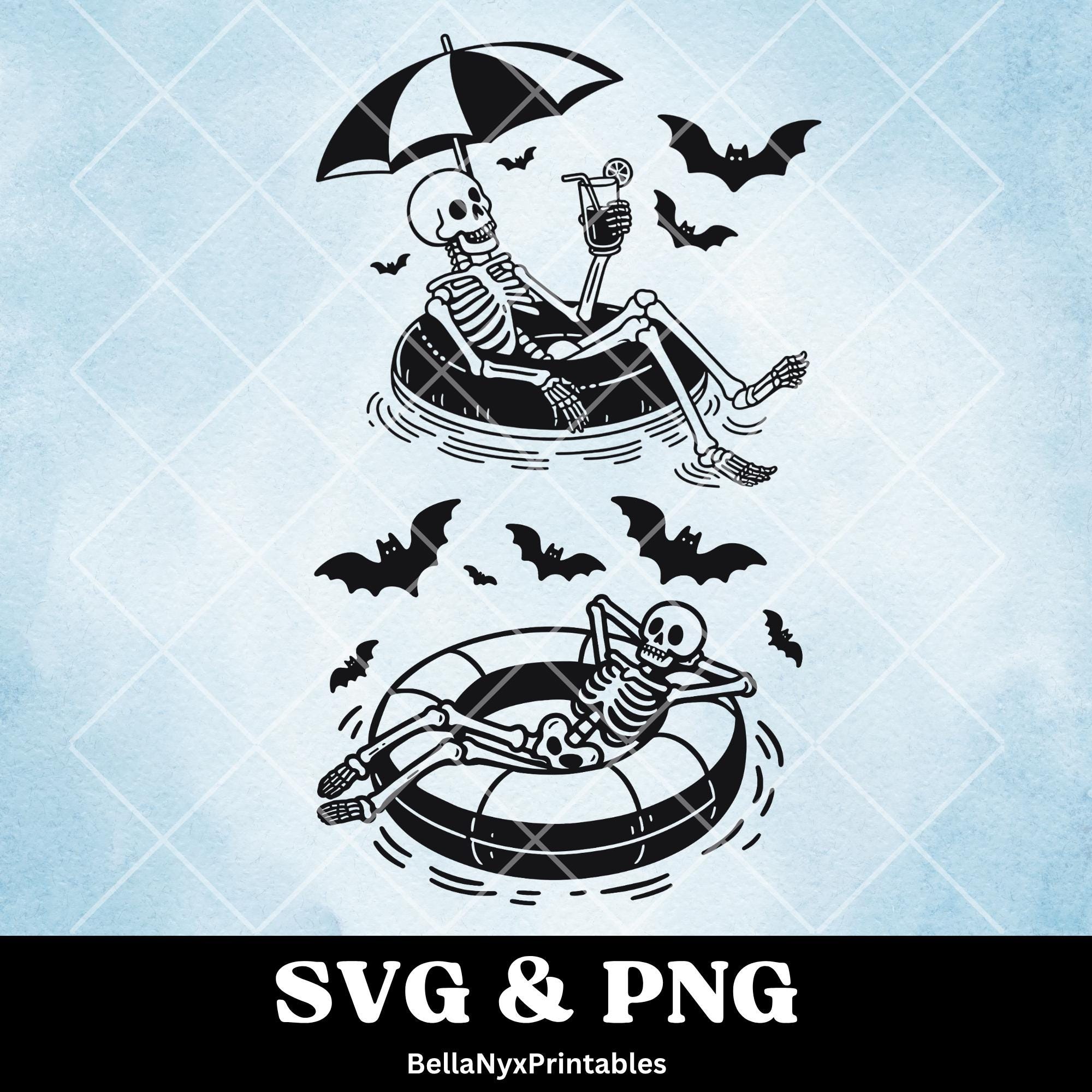 Summerween Skeleton SVG, Skeleton Pool Party PNG, Goth Summer Clipart ...