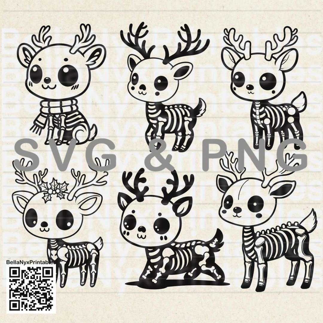 Skeleton Reindeer Svg, Reindeer Png, Spooky Christmas Reindeer, Cutting ...