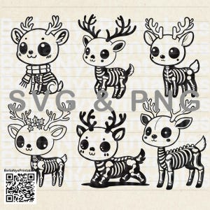 Skeleton Rentier svg, Rentier png, Spooky Christmas Reindeer, Schneidemaschinendatei, Pullover und T-Shirts