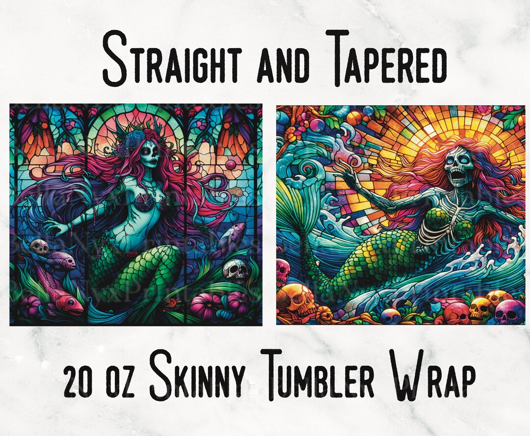 Stained Glass Mermaid Tumbler Wrap PNG, Gothic Mermaid PNG, 20 Oz ...