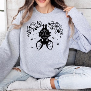 Cute Floral Bat SVG | Halloween Clip Art, T-Shirt Design (PNG, SVG) image 3
