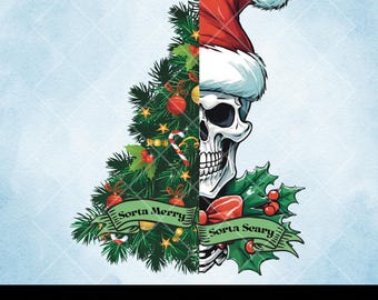 Sorta Merry Sorta Scary PNG: Christmas Skeleton Design (Digital Download)