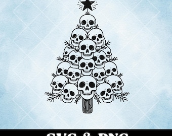 Gothic Schädel Weihnachtsbaum SVG: Gruseliges Feiertags-Design (Digitaler Download)
