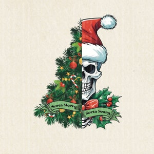 Sorta Merry Sorta Scary PNG, Christmas Tree and Skeleton, Christmas Sublimation PNG, Funny tshirt, Scary Christmas PNG