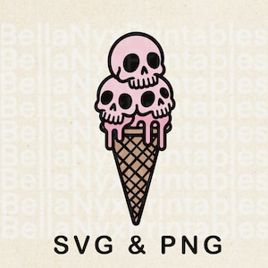 Schädel-Eistüte SVG, Eiscreme SVG, Sommer Clip Art, PNG digitaler Download