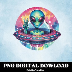 OVNI teñido anudado PNG: Sublimación de nave espacial extraterrestre (Descarga digital, archivo PDF) imagen 1