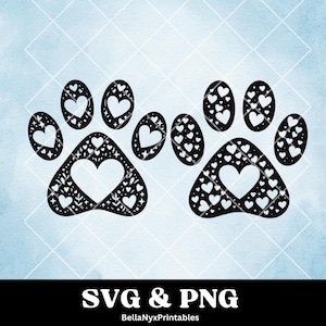 Impressão de pata de coração SVG, Impressão de pata fofa, Pata de cachorro, SVG de animal de estimação, Mãe de cachorro, Pai de cachorro