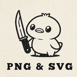 Cute Duck SVG, Duck holding a knife digital download, Funny PNG, Animal SVG